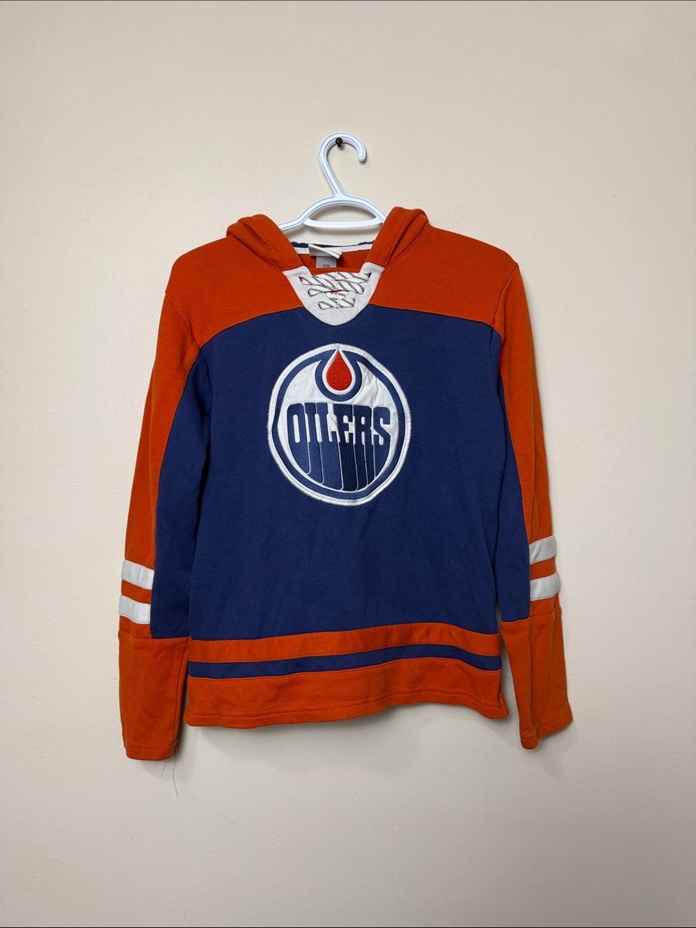 NHL Edmonton Oilers Navy and Orange Kids Hoodie L (14-16)